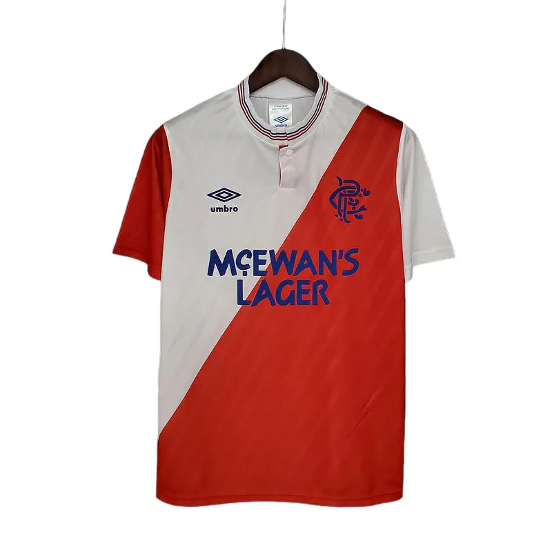 Camisa Glasgow Rangers Retrô 1987/1988 Branca e Vermelha - Umbro