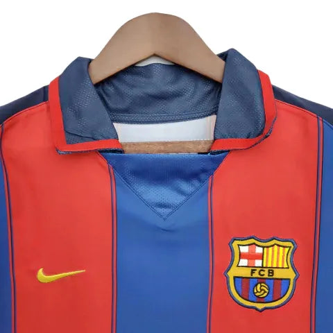 Camisa Barcelona Retrô 2003/2004 Azul e Grená - Nike