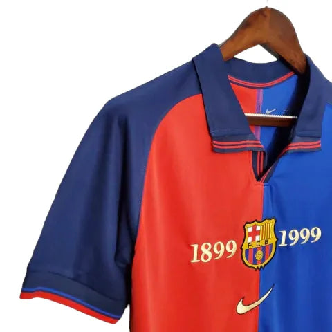 Camisa Barcelona 100 Anos Retrô 1999 Azul e Grená - Nike