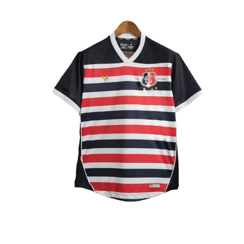 Camisa Santa Cruz I 23/24 Torcedor Masculina - Listrado em Preto Vermelho e Branco