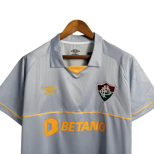 Camisa Fluminense Goleiro I 23/24 Umbro Torcedor Masculina - Cinza e laranja