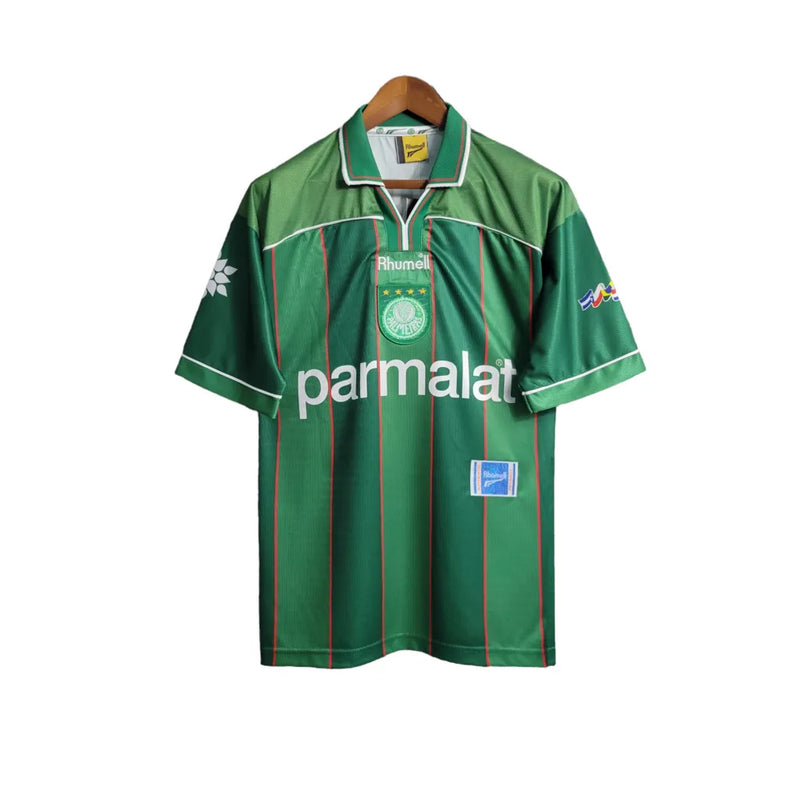 Camisa Retrô Palmeiras I 1999 - Torcedor Rhumell Masculina - Verde com listras em branco