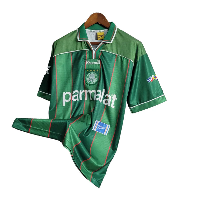 Camisa Retrô Palmeiras I 1999 - Torcedor Rhumell Masculina - Verde com listras em branco