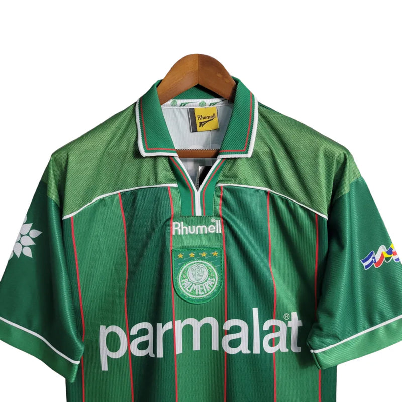 Camisa Retrô Palmeiras I 1999 - Torcedor Rhumell Masculina - Verde com listras em branco