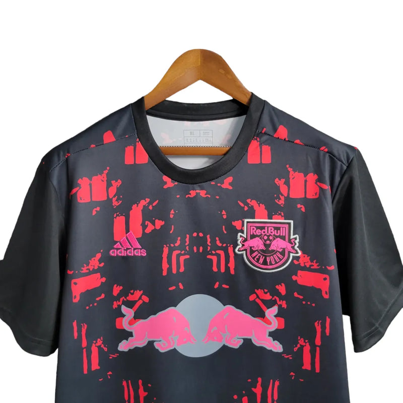 Camisa Red Bull New York III 23/24 - Torcedor Adidas Masculina - Preta com detalhes em vermelho e rosa