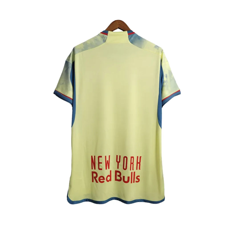 Camisa Red Bull New York Edição Especial New Cow Stadium 23/24 Adidas Torcedor Masculino - Amarela com detalhes em azul e vermelho