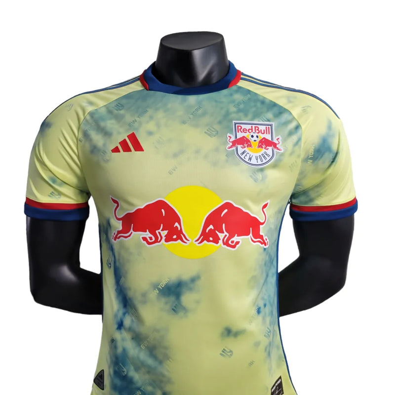 Camisa Red Bull New York Edição Especial New Cow Stadium 23/24 - Jogador Adidas Masculina - Amarela com detalhes em azul e vermelho