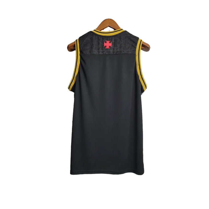 Camisa Regata Vasco da Gama 23/24 - Kappa Torcedor Masculina - Preta com detalhes em dourado