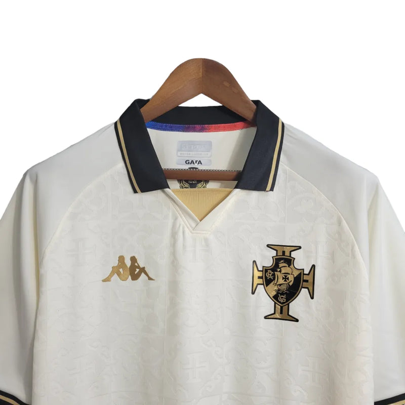 Camisa Vasco da Gama III Kappa Torcedor Masculina - Branca com detalhes em dourado e preto