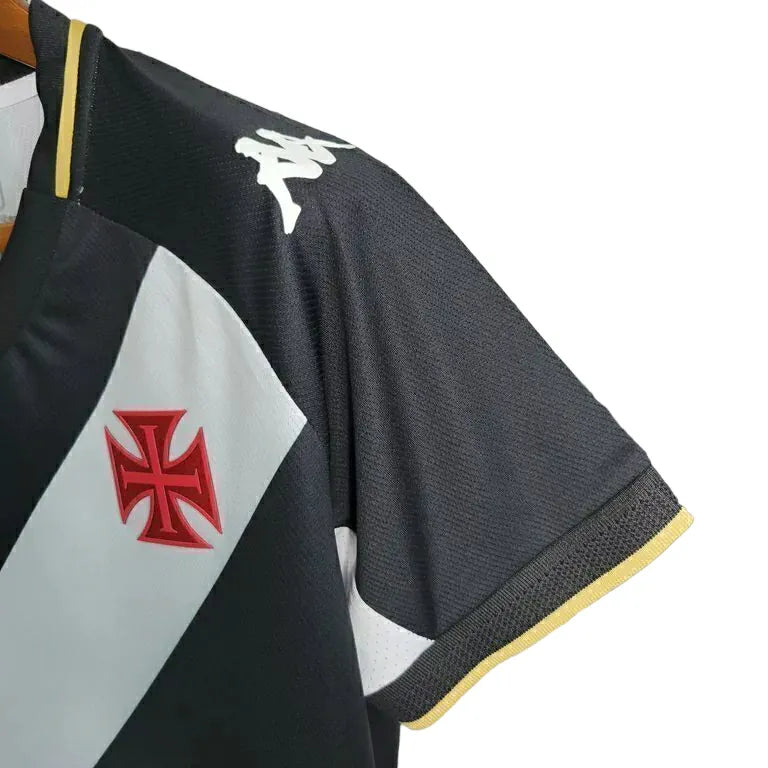 Camisa Vasco da Gama I 23/24 - Torcedor Kappa Feminina - Preta com a faixa em branco