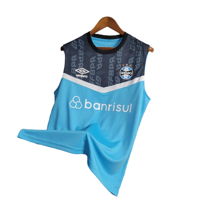 Camisa Regata Grêmio Treino 23/24 - Torcedor Umbro Masculina - Azul com detalhes em cinza e branco