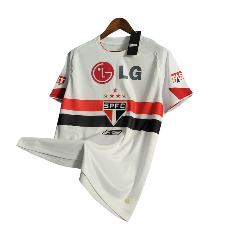 Camisa Retrô São Paulo I 2006 - Masculina Reebok - Branca com detalhes vermelho e preto