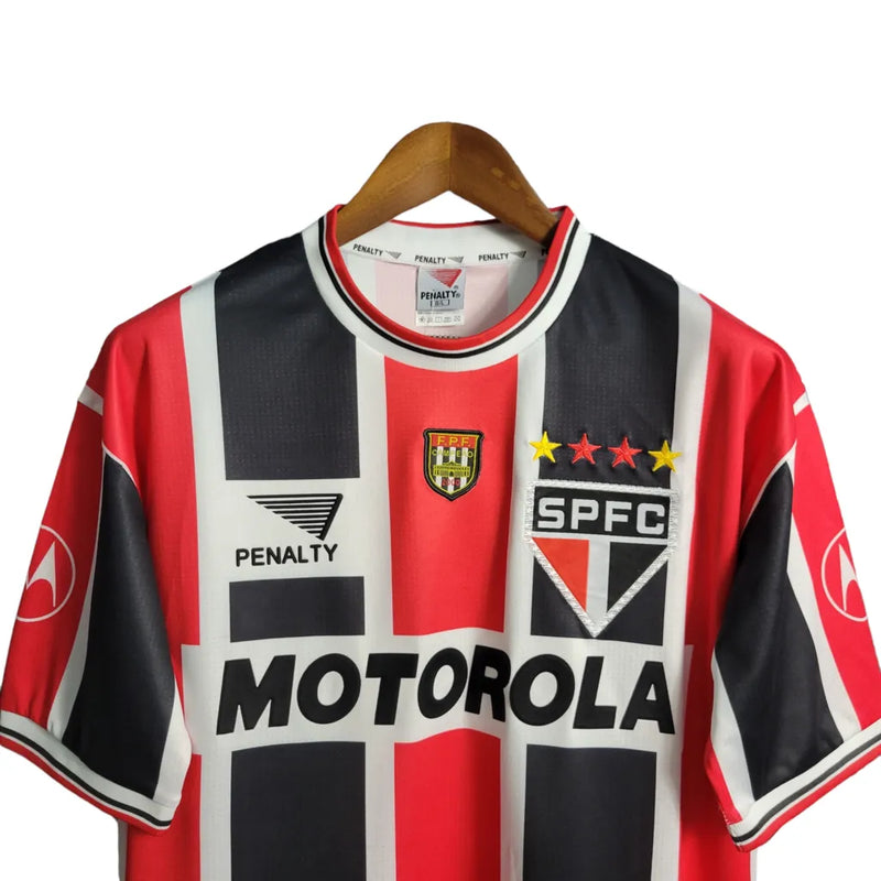 Camisa Retrô São Paulo II 2000 - Masculina Penalty - Tricolor com símbolo da Motorola