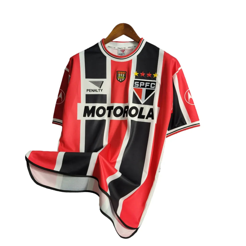 Camisa Retrô São Paulo II 2000 - Masculina Penalty - Tricolor com símbolo da Motorola