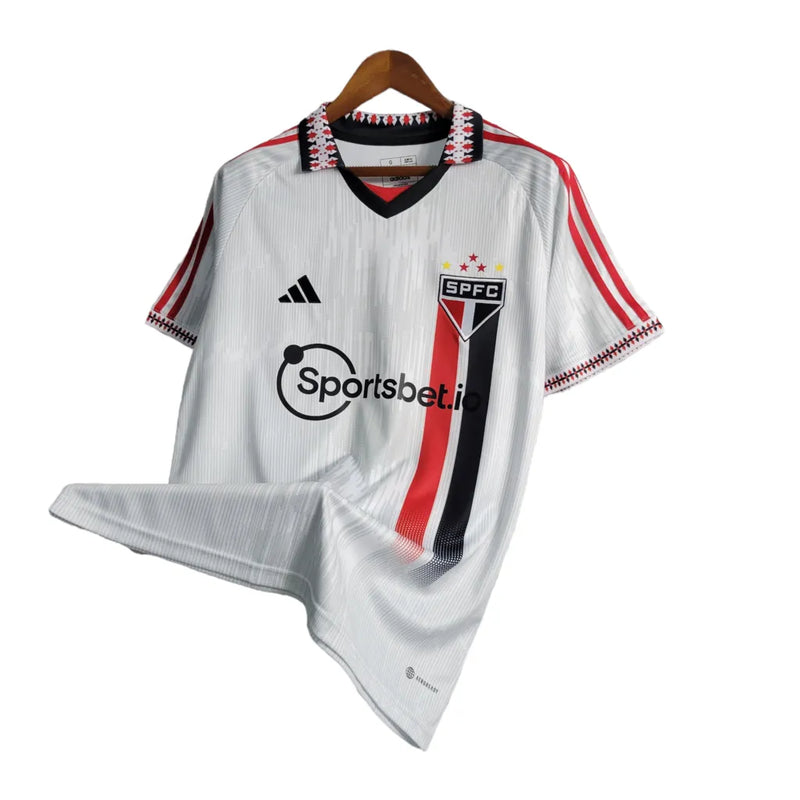 Camisa São Paulo Edição Edição especial 23/24 - Torcedor Adidas Masculina - Branca com listras em vermelho e preto