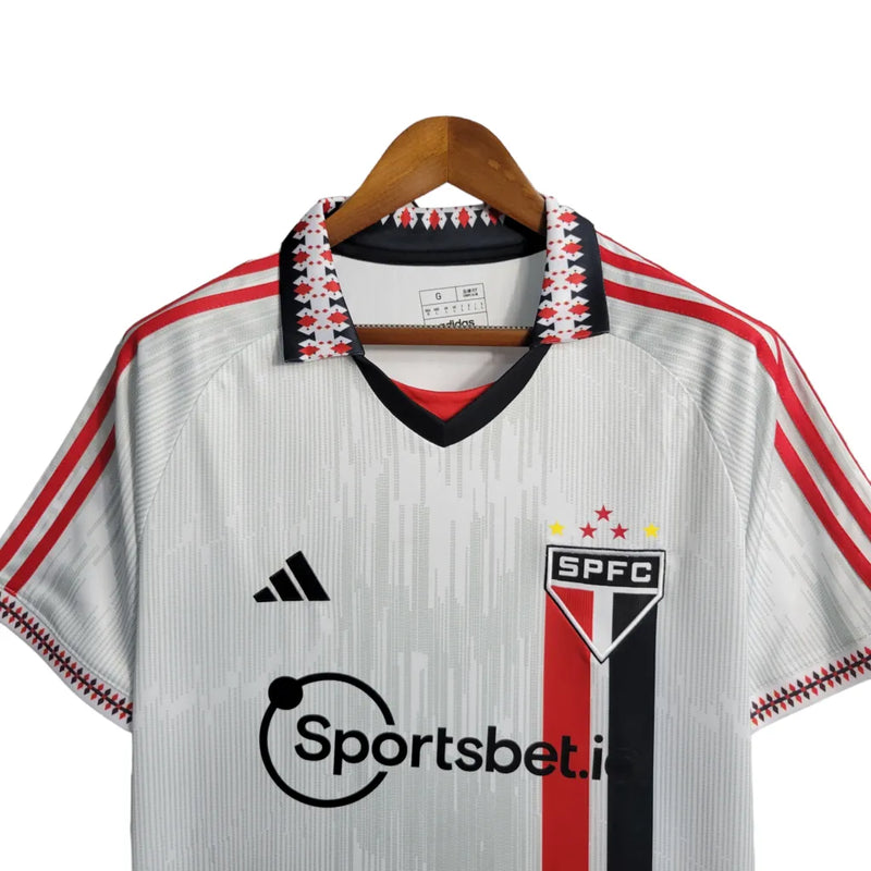 Camisa São Paulo Edição Edição especial 23/24 - Torcedor Adidas Masculina - Branca com listras em vermelho e preto