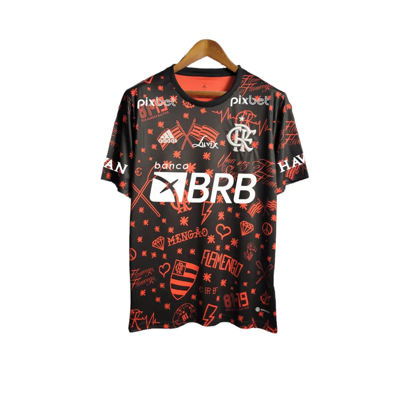 Camisa Flamengo III 23/24 Torcedor Masculina - Preto com detalhes em branco e vermelho