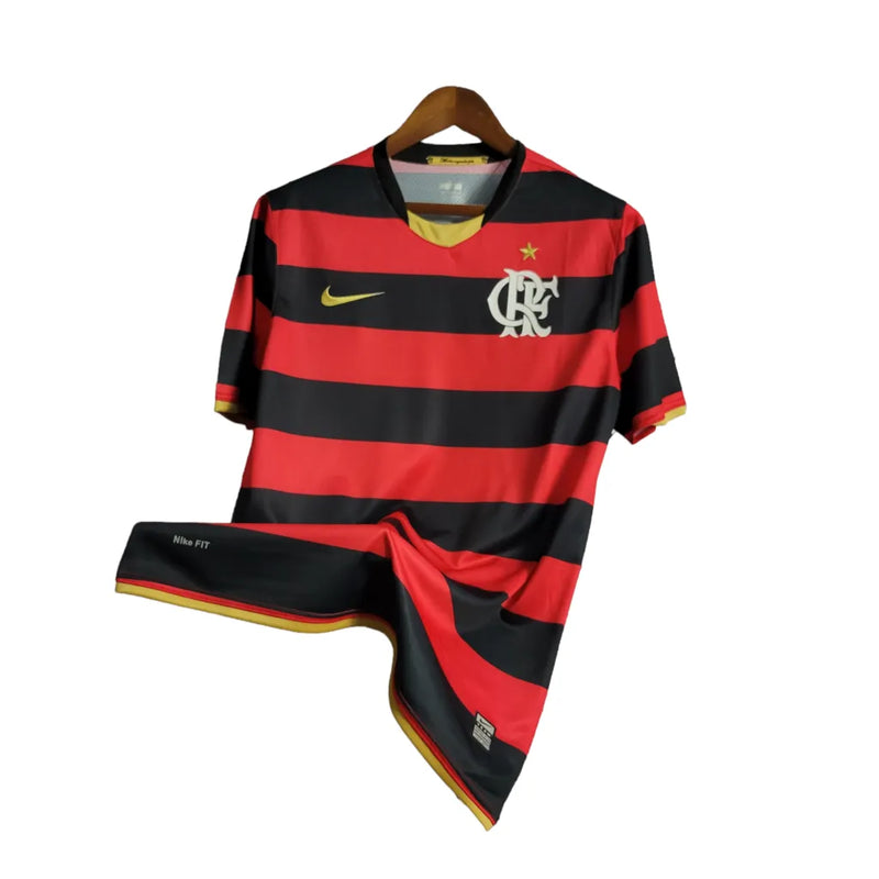 Camisa Flamengo I Retrô 08/09 Torcedor Masculina - Vermelha com detalhes em Preto e amarelo