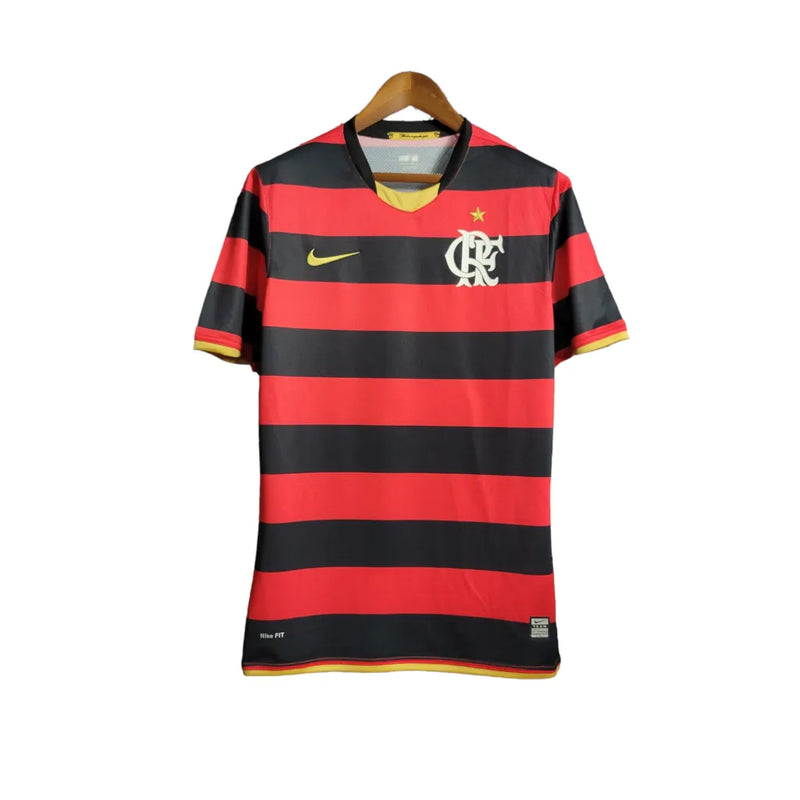 Camisa Flamengo I Retrô 08/09 Torcedor Masculina - Vermelha com detalhes em Preto e amarelo