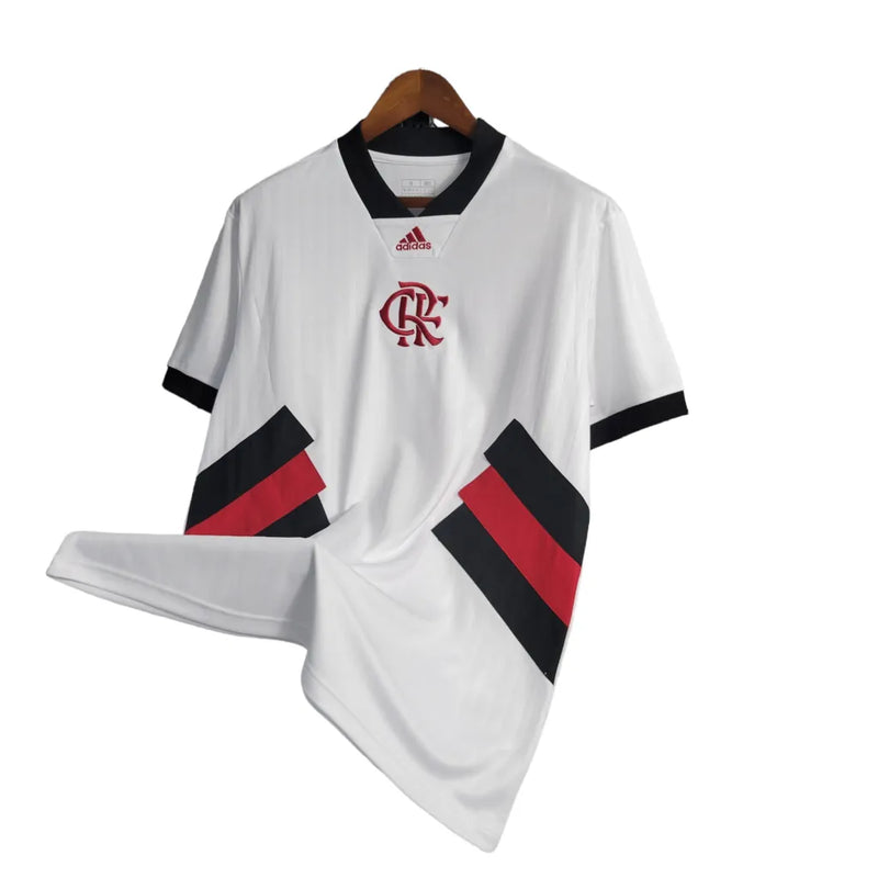 Camisa Flamengo II 23/24 Torcedor Adidas Masculina - Branca com detalhes em preto e vermelho