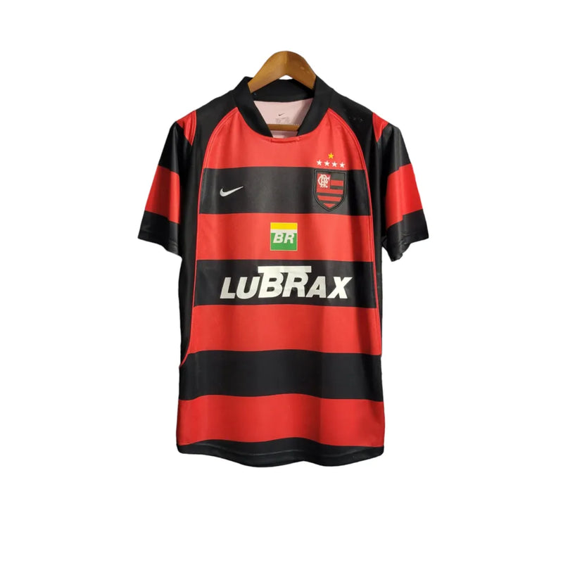 Camisa Flamengo I Retrô 03/04 Torcedor Masculina - Vermelha com detalhes em Preto e amarelo