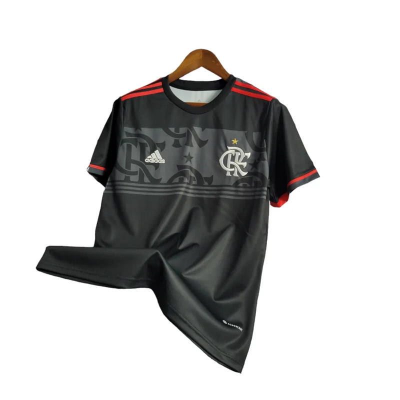 Camisa Flamengo Treino 2022 Torcedor Masculina - Preta com detalhes em vermelho e branco