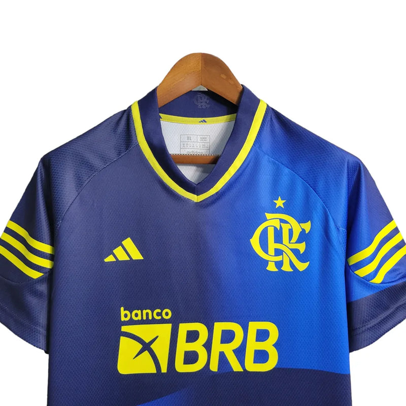 Camisa Flamengo III Edição Especial Azul 23/24 Torcedor Masculina - Azul com detalhes em amarelo