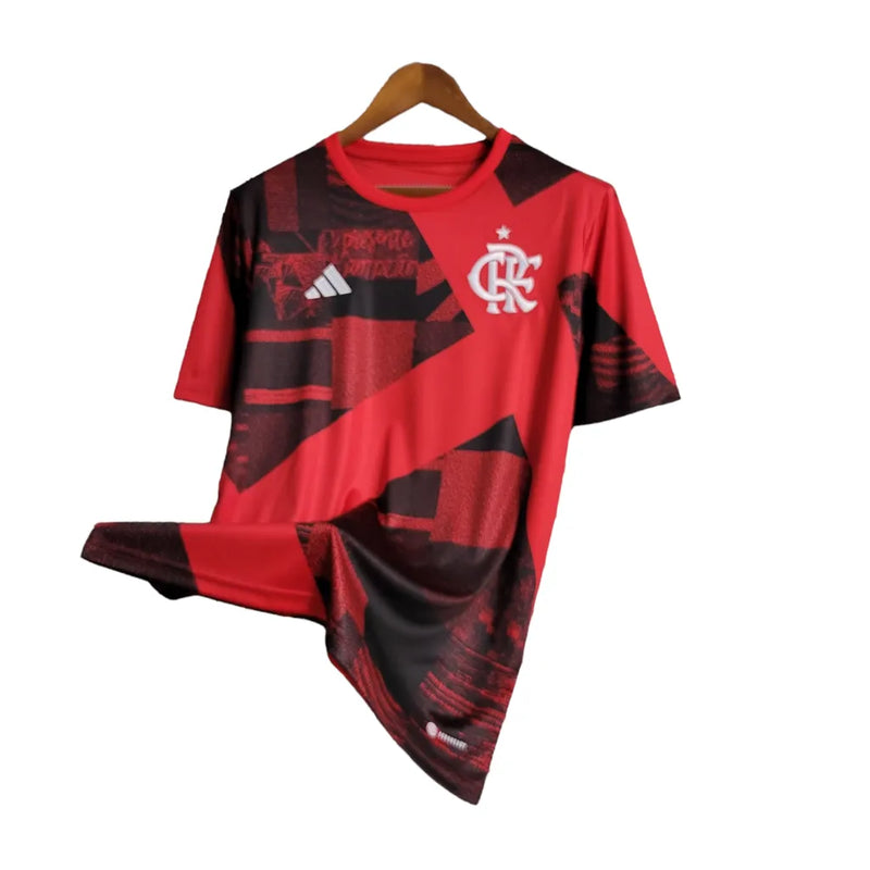 Camisa Flamengo I 23/24 - Torcedor Adidas Masculina - Vermelha com detalhes em preto e branco