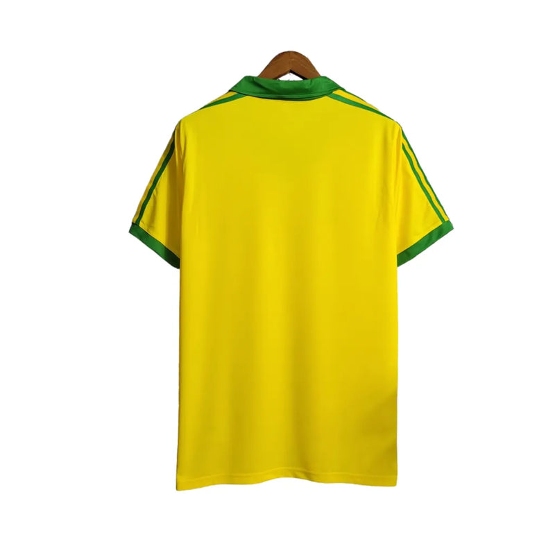 Camisa Seleção Brasileira I Retrô 1979 Adidas Torcedor Masculina - Amarelo com detalhes em verde