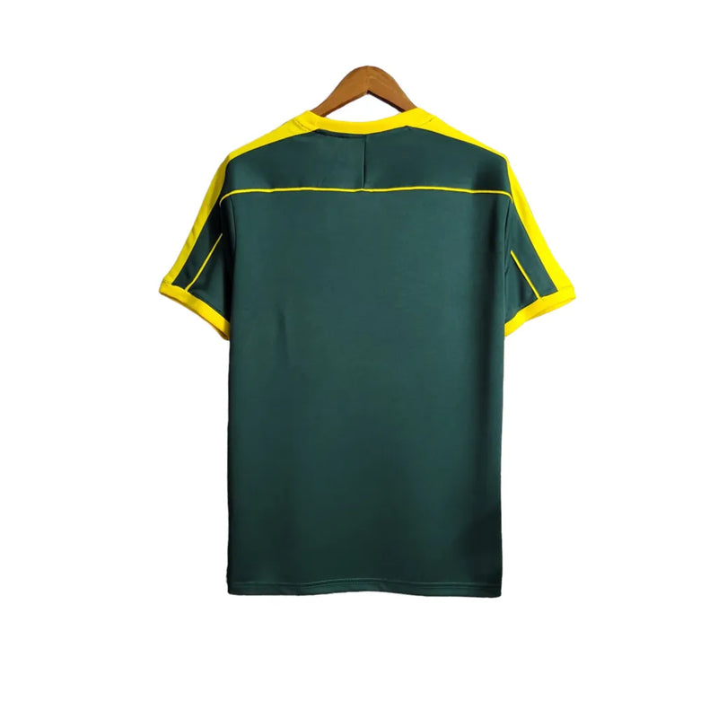 Camisa Goleiro Seleção Brasileira Retrô 1998 Nike Torcedor Masculina - Verde escuro com detalhes em branco e amarelo