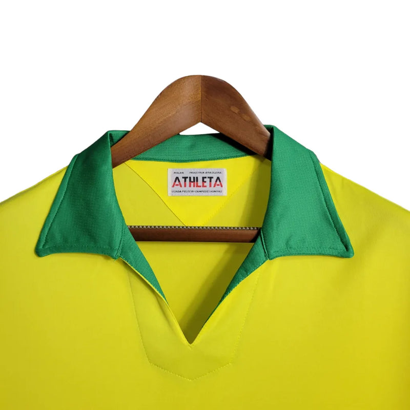 Camisa Seleção Brasileira Retrô I 1958 Torcedor Masculina - Amarela com detalhes verdes