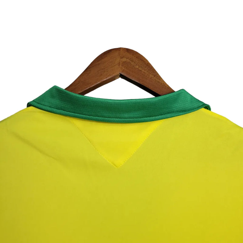 Camisa Seleção Brasileira Retrô I 1958 Torcedor Masculina - Amarela com detalhes verdes