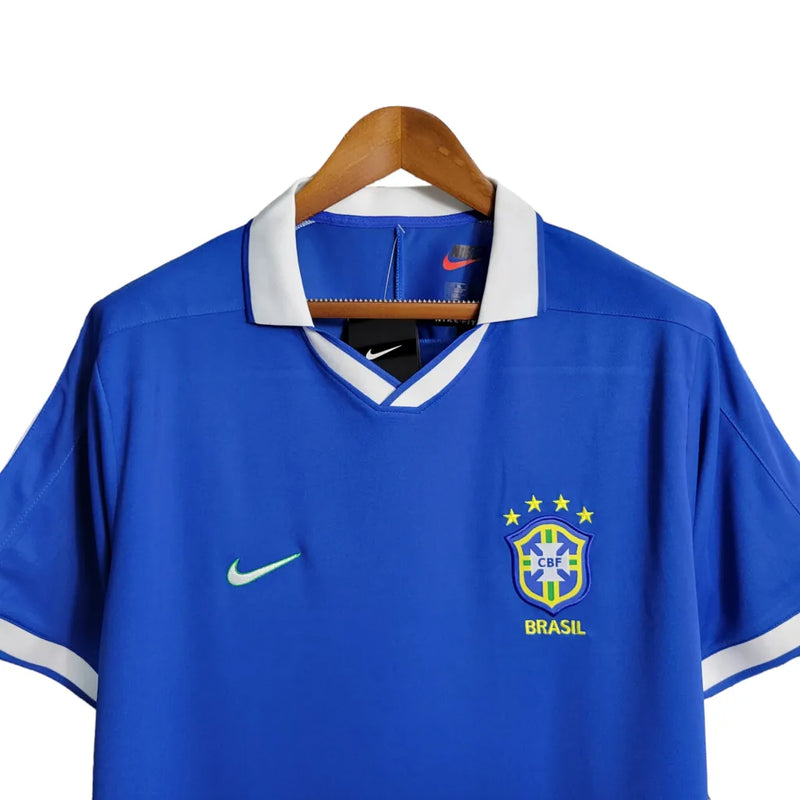 Camisa Seleção Brasileira Retrô II 1997 Nike Torcedor Masculina - Azul com detalhes em branco