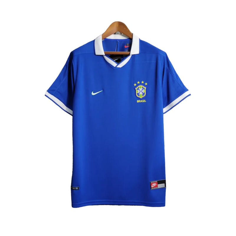 Camisa Seleção Brasileira Retrô II 1997 Nike Torcedor Masculina - Azul com detalhes em branco