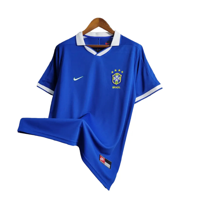 Camisa Seleção Brasileira Retrô II 1997 Nike Torcedor Masculina - Azul com detalhes em branco