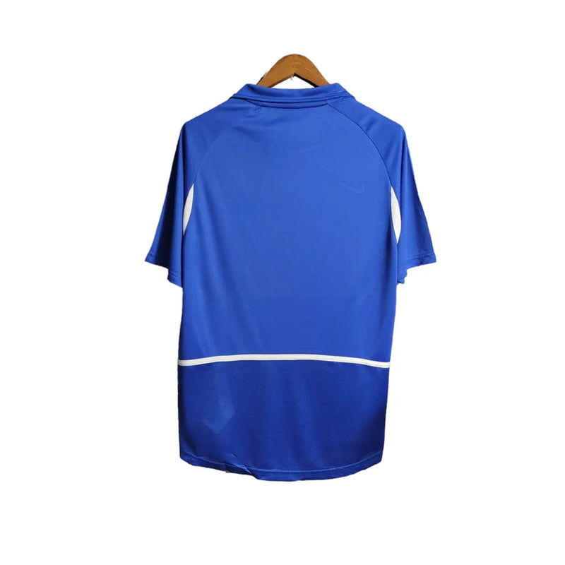 Camisa Seleção Brasileira Retrô II 2002 Nike Torcedor Masculina - Azul com detalhes em branco