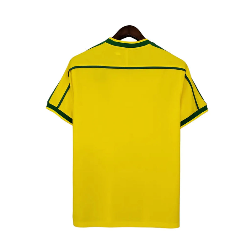 Camisa Seleção Brasileira I Retrô 1998 Nike Torcedor Masculina - Amarela com detalhes em verde