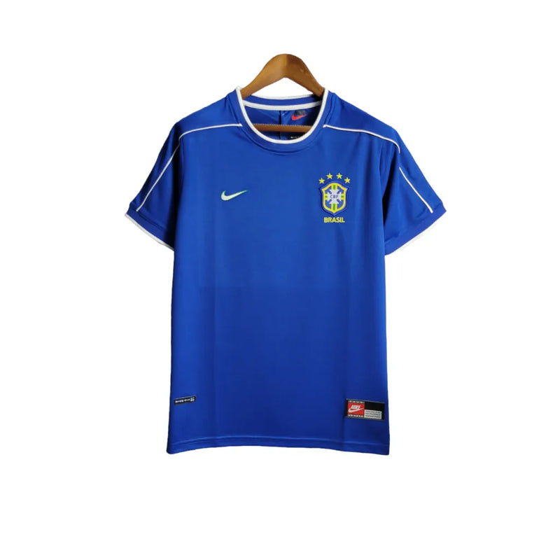 Camisa Seleção Brasileiro II Retrô 1998 Nike Torcedor Masculina - Azul com detalhes em branco