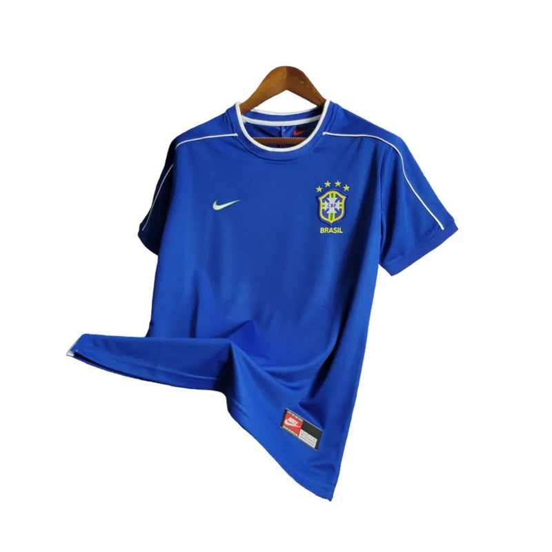 Camisa Seleção Brasileiro II Retrô 1998 Nike Torcedor Masculina - Azul com detalhes em branco