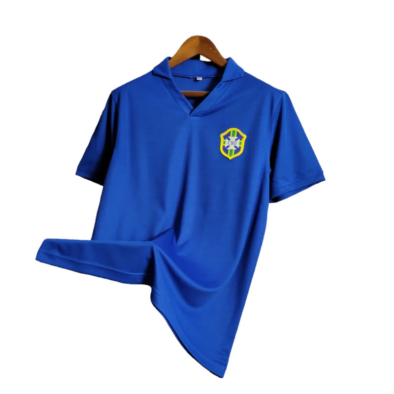 Camisa Seleção Brasileira Retrô II 57/62 Torcedor Masculina - Azul com detalhes no brasão da CBD