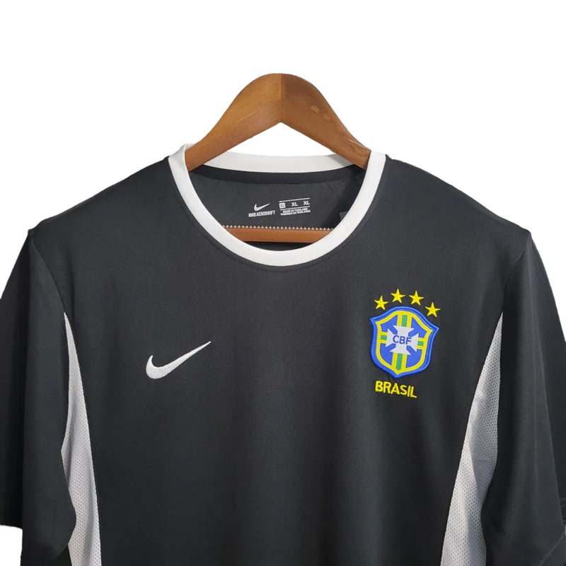 Camisa Goleiro Seleção Brasileira Retrô 2002 Nike Torcedor Masculina - Preta com detalhes em branco