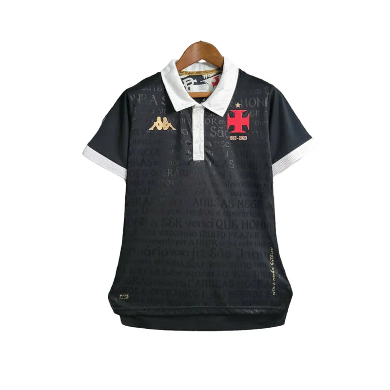 Camisa Vasco da Gama II 23/24 - Torcedor Kappa Feminina - Preta com detalhes em dourado