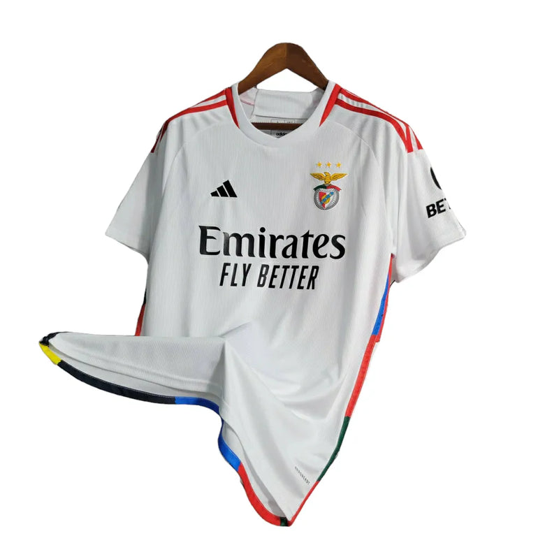 Camisa Benfica II 23/24 - Torcedor Adidas Masculina - Branca com detalhes em vermelho e preto