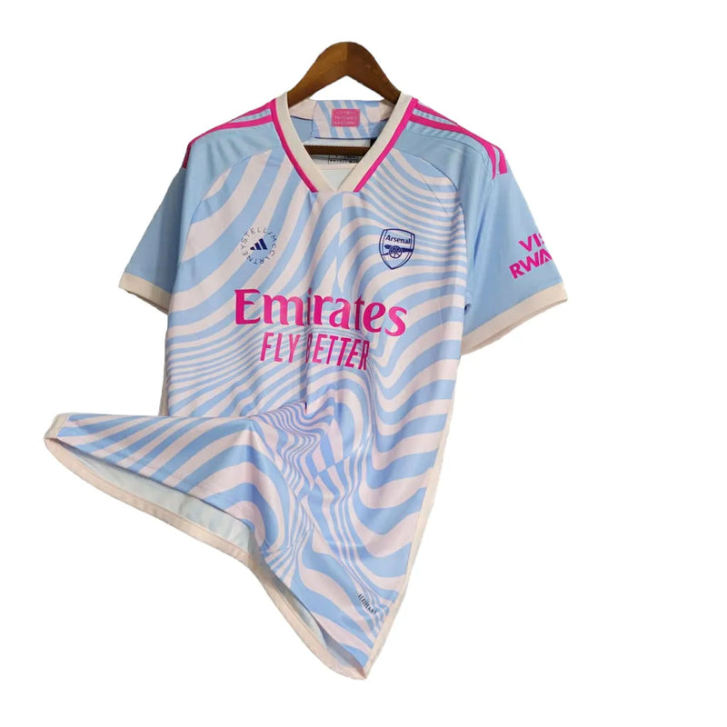 Camisa Arsenal Treino 23/24 - Torcedor Adidas Masculina - Ondulações em azul e detalhes rosa