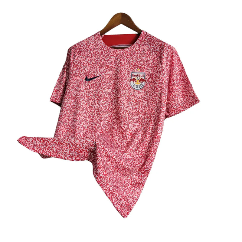 Camisa Red Bull Salzburg Treino 23/24 - Torcedor Nike Masculina - Branco com detalhes em vermelho e preto