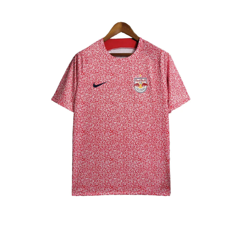 Camisa Red Bull Salzburg Treino 23/24 - Torcedor Nike Masculina - Branco com detalhes em vermelho e preto