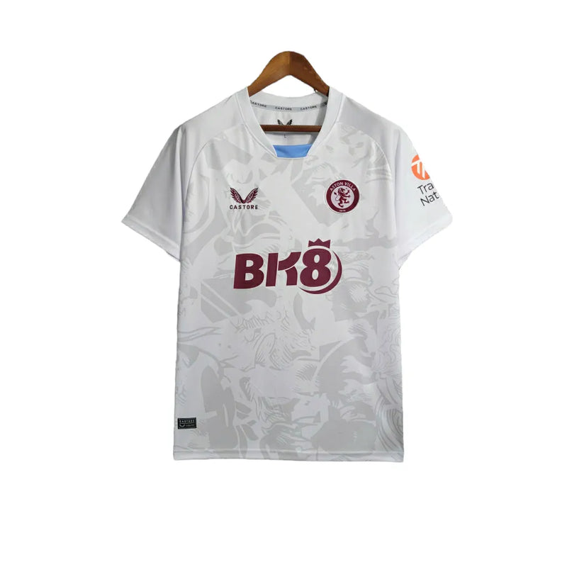 Camisa Aston Villa II 23/24 - Torcedor Castore Masculina - Branca com detalhes em vermelho