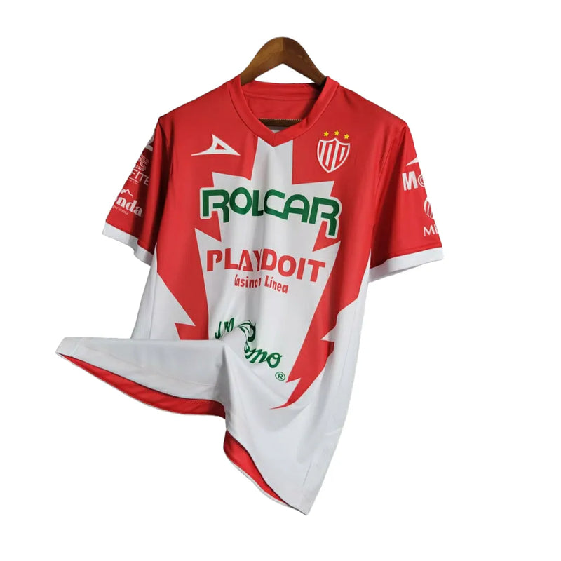 Camisa Necaxa do México I 23/24 - Torcedor Pirma Masculina - Branco com detalhes em vermelho