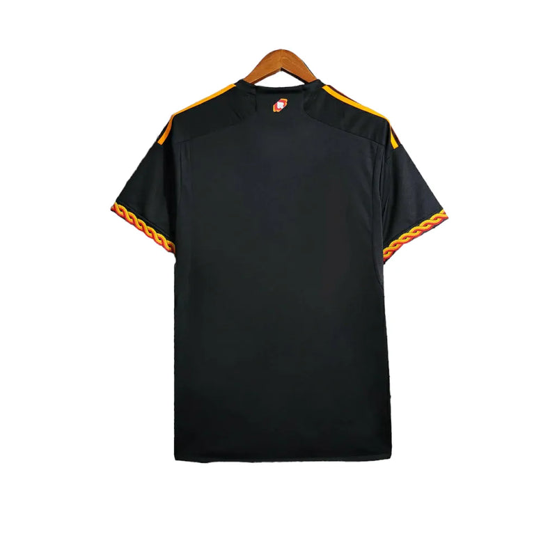 Camisa Roma III 23/24 - Torcedor Adidas Masculina - Preta com detalhes em vermelho e amarelo