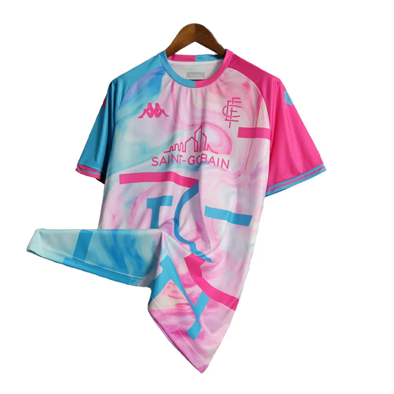 Camisa Empoli Edição especial 23/24 - Torcedor Kappa Masculina - Rosa com detalhes em azul e branco